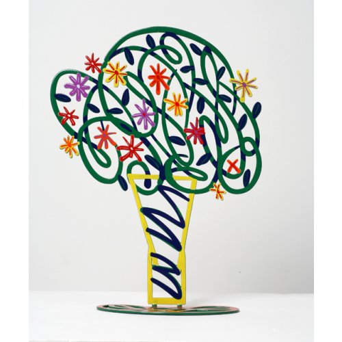 David Gerstein Free Standing Double Sided Flower Sculpture - Green Bouquet