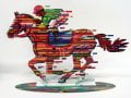 David Gerstein Free Standing Double Sided Horse and Rider Sculpture - Jockey