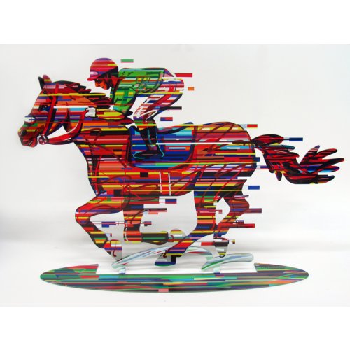 David Gerstein Free Standing Double Sided Horse and Rider Sculpture - Jockey