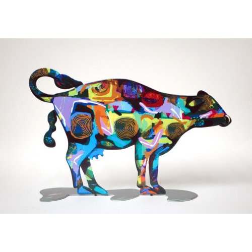 David Gerstein Free Standing Double Sided Steel Sculpture - Tikva Cow