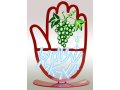 David Gerstein Free Standing Hamsa Sculpture Grapes Wine Cup - Shalom Yisrael