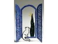 David Gerstein Free Standing Open Window Sculpture - Cat Moon and Tree