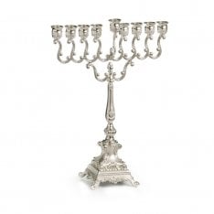 Decorative Classic Style Chanukah Menorah - Silver Plated