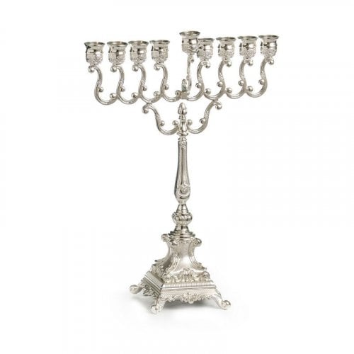 Decorative Classic Style Chanukah Menorah - Silver Plated