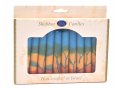 Decorative Handmade Galilee Shabbat Candles - Orange, Blue, Yellow with Streaks