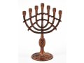 Decorative Mini 7 Branch Menorah with Fish Symbol, Copper - 4