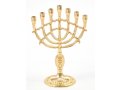 Decorative Mini 7 Branch Menorah with Fish Symbol, Gold - 4