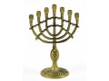 Decorative Mini 7 Branch Menorah with Fish Symbol, Gold - 4