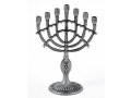 Decorative Mini 7 Branch Menorah with Fish Symbol, Pewter - 4