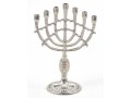 Decorative Mini 7 Branch Menorah with Fish Symbol, Silver - 4