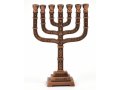 Decorative Seven Branch Mini Menorah with Judaic Emblems, Copper - 4.5 or 7