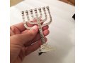 Decorative Seven Branch Mini Menorah with Judaic Symbols, Silver  4.5 or 7