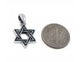 Decorative Star of David Pendant Necklace - Sterling Silver