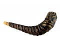 Distinctive Leather-bound Ram's Horn Shofar  Menorah Design