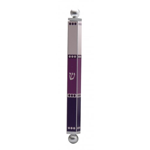 Dorit Judaica Aluminum Mezuzah Case - Shades of Pink and Maroon