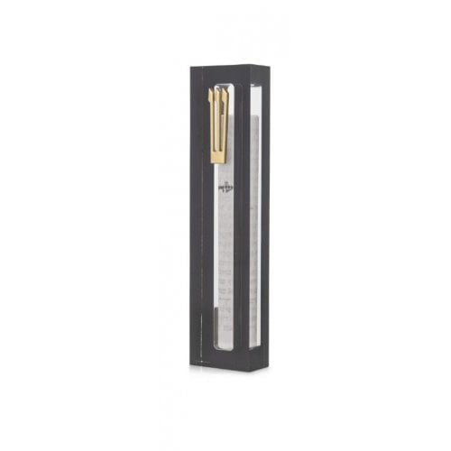 Dorit Judaica Clear Acrylic Mezuzah Case, Dark Gray Frame - Gold or Silver Shin