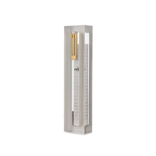 Dorit Judaica Clear Acrylic Mezuzah Case, Silver Frame - Gold or Silver Shin