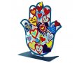 Dorit Judaica Free Standing Hamsa Sculpture, Hearts and Verses of Love