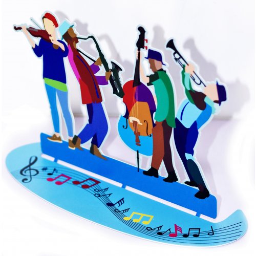 Dorit Judaica Free Standing Sculpture - Klezmer Players with Musical Notes