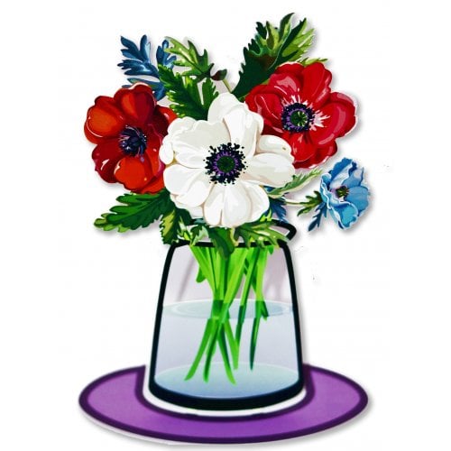 Dorit Judaica Free-Standing Sculpture - Colorful Bouquet of Anemones