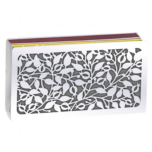 Dorit Judaica Stainless Steel Matchbox Holder - Flowing Pomegranate Design