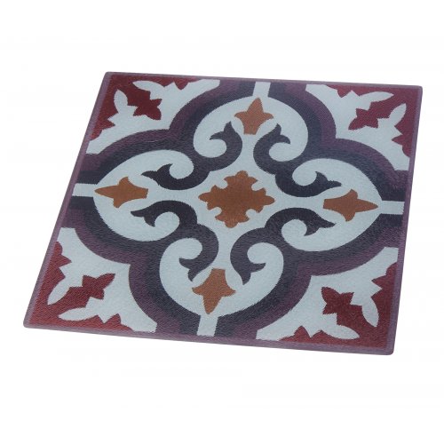 Dorit Judaica Tempered Glass Trivet with Arabesque Pomegranate Design