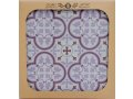 Dorit Judaica Tempered Glass Trivet with Leaf and Floral Design - Purple