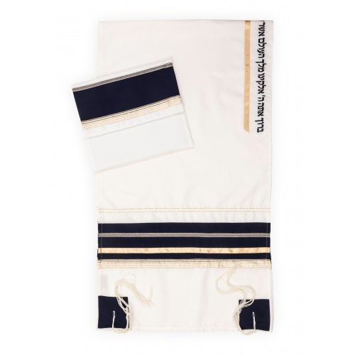 Dramatic Black-Gold-White Tallit Set by Ronit Gur