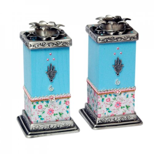 Ester Shahaf Hamsa Flower Candlesticks