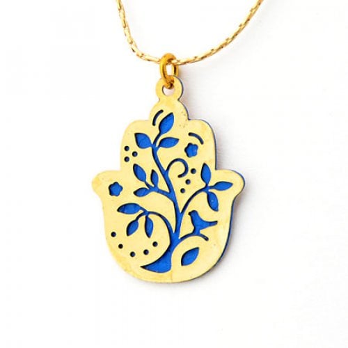 Ester Shahaf Hamsa Necklace with Tree Design