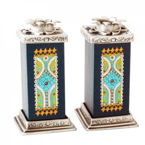 Ester Shahaf Turquoise-Black Candlesticks