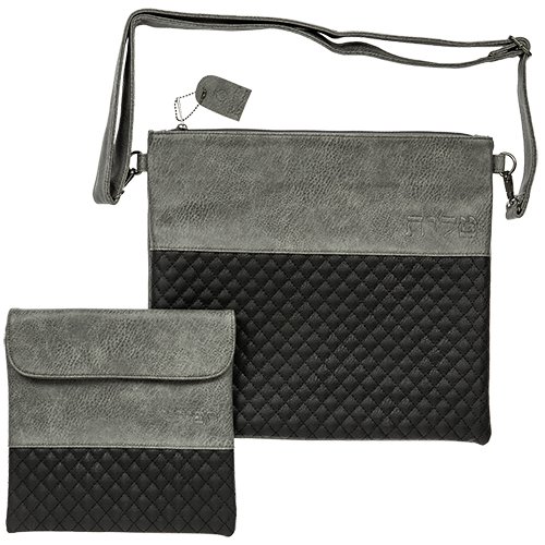 Faux Leather Tallit & Tefillin Bags with Shoulder Strap - Dark and Light Gray