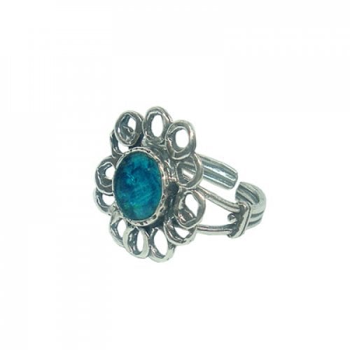 Flower Design Roman Glass Adjustable Ring