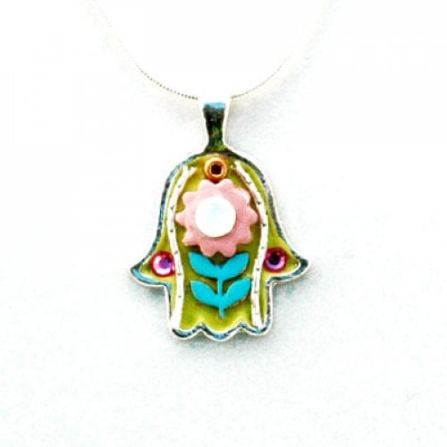 Flower Hamsa Necklace by Ester Shahaf