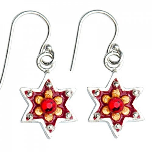 Flower Star of David Earrings by Ester Shahaf