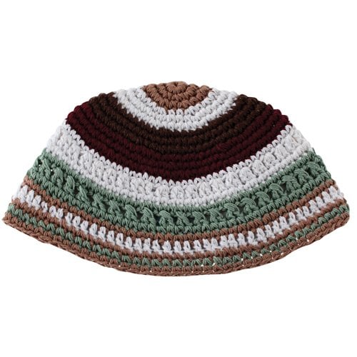 Frik Kippah - Light Green, White and Maroon Stripes