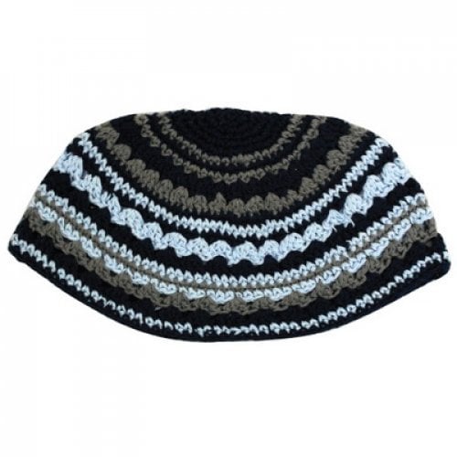 Frik Kippah in Blue, Gray and Black Stripes