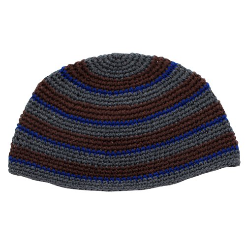 Frik Kippah in Brown, Blue and Gray Stripes