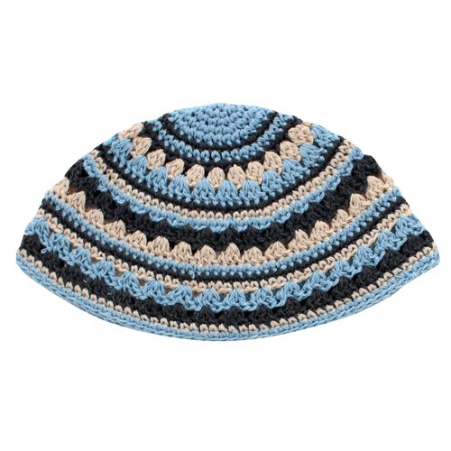 Frik Kippah in Light Blue and Gray Stripes