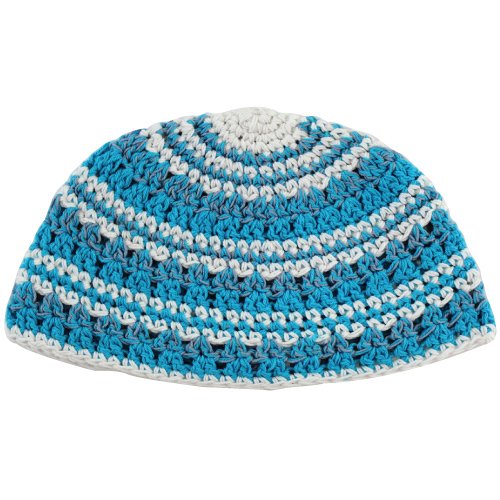 Frik Kippah with Light Blue and White Stripes