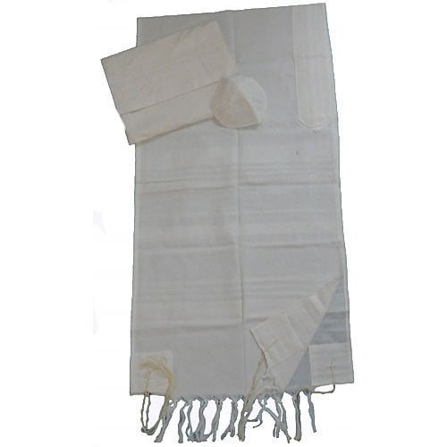 Gabrieli Handwoven Cotton Tallit Set - White