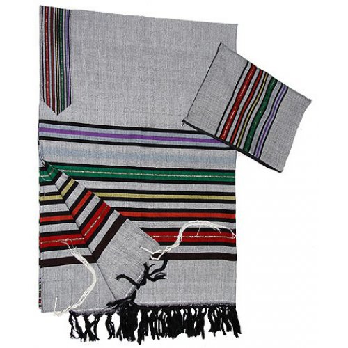 Gabrieli Handwoven Gray Cotton Tallit Set - Josephs Colored Coat Design