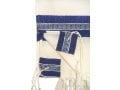 Gabrieli Handwoven White Wool Tallit Set - Blue and Silver Stripes