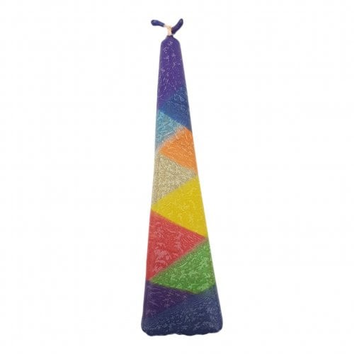 Galilee Style Handmade Pyramid Havdalah Candle - Multicolor Triangles