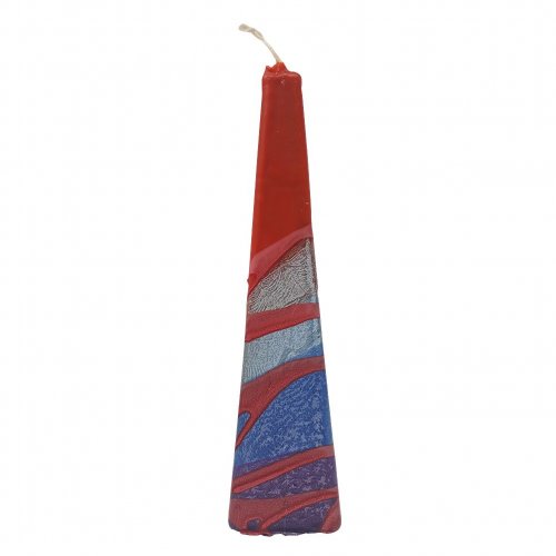 Galilee Style Handmade Pyramid Havdalah Candle - Red, white blue and purple