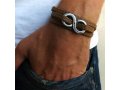 Galis Men's Triple Wrap Brown Bracelet - Infinity Element