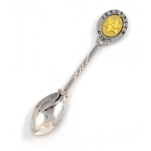 Gift Set of 5 Teaspoons, Breastplate Design Handle with Judaic Symbols