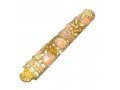 Gleaming Gold Enamel Mezuzah Case - Pomegranate and Leaf Design, Choice of Colors