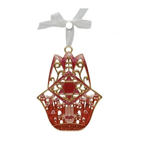 Gleaming Hamsa Wall Hanging, Jerusalem Images & Star of David  Choice of Colors