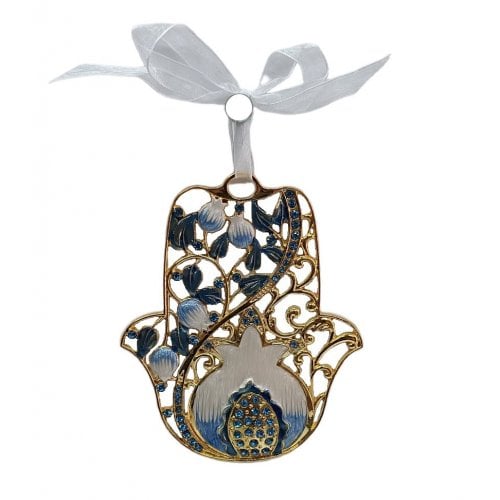 Gleaming Hamsa Wall Hanging, Pomegranates and Leaves  Choice of Colors